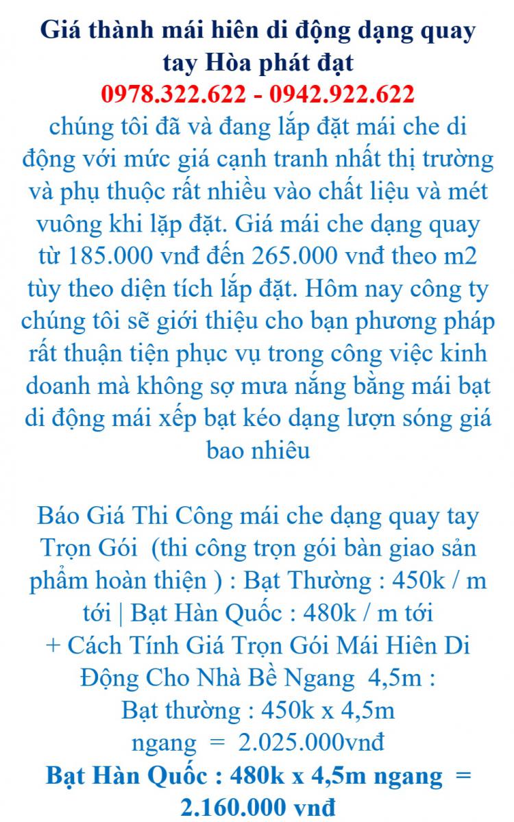 báo giá lắp đặt mái hiên